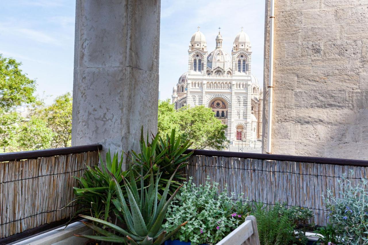 Terrasse Fadoli - Grande Terrasse Avec Vue Mer Et Cathedrale Marseille Kültér fotó